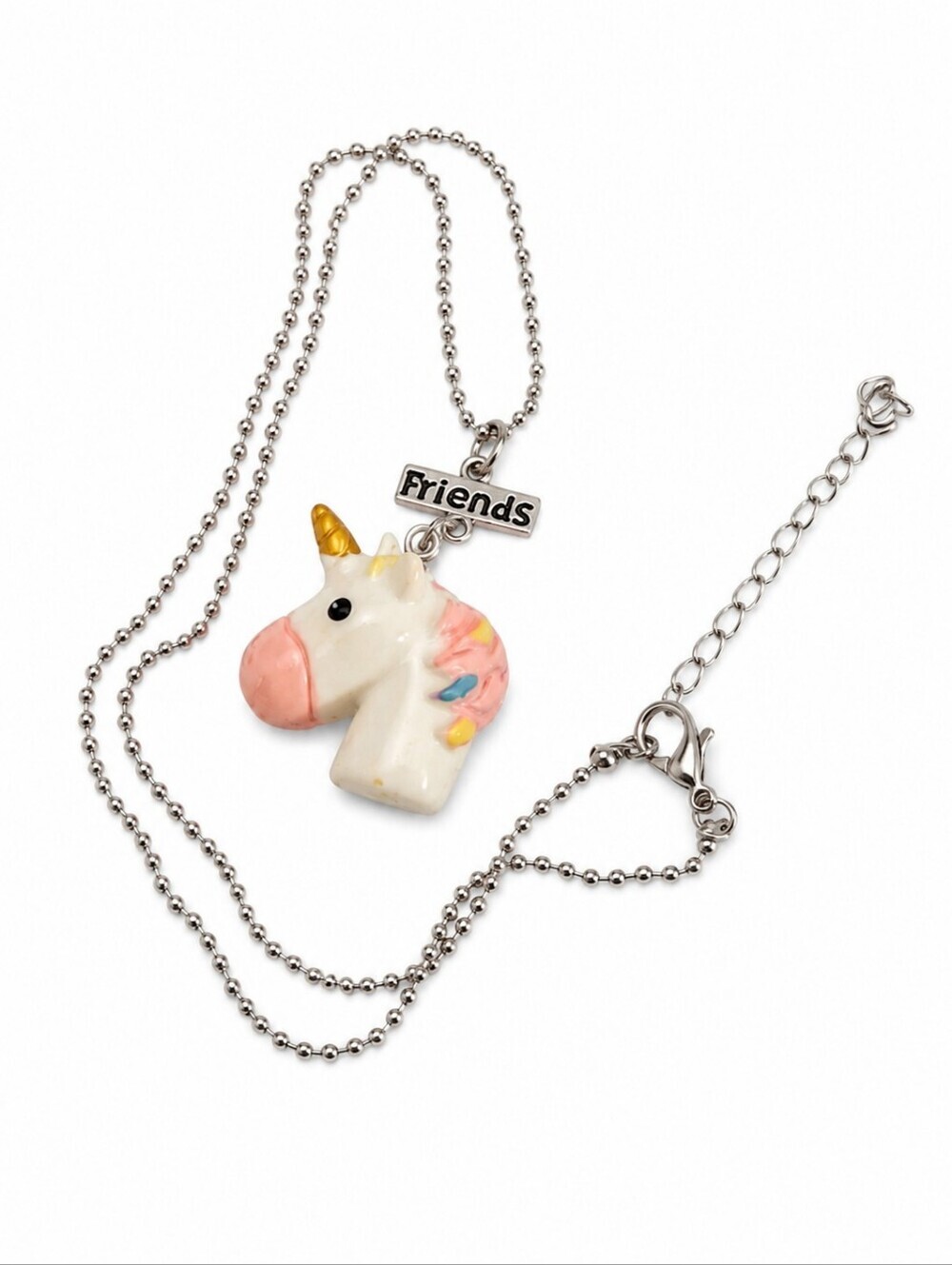 3/$30 Vintage Girl's Friends Unicorn Pendant Bead Chain Necklace